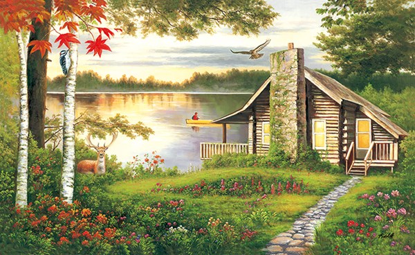 Lafayette Puzzle Factory - "Misty Lake Cottage" - 1000 Teile Puzzle