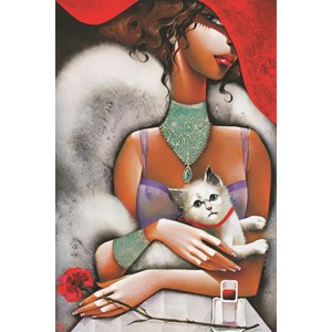 Gold Puzzle (61284) - "Die Frau mit der Katze" - 1000 Teile Puzzle