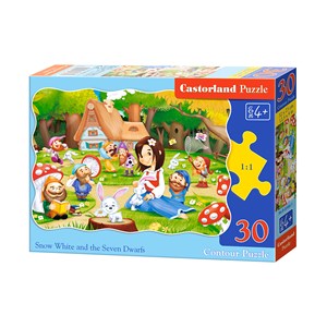 Castorland (B-03495) - "Schneewittchen und die Sieben Zwerge beim Spielen" - 30 Teile Puzzle