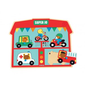 Djeco (01709) - "Super Jo, Holz-und Musical Puzzle" - 5 Teile Puzzle