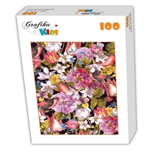 Grafika Kids (01174) - "Vintage Flowers and Birds" - 100 Teile Puzzle