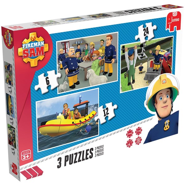 Jumbo (17339) - "Feuerwehrmann Sam" - 6 12 24 Teile Puzzle