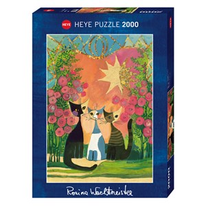 Heye (29721) - Rosina Wachtmeister: "Drei Katzen unterm Rosenstrauch" - 2000 Teile Puzzle