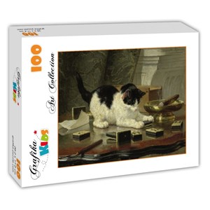 Grafika Kids (00282) - Henriëtte Ronner-Knip: "Spielende Katze" - 100 Teile Puzzle