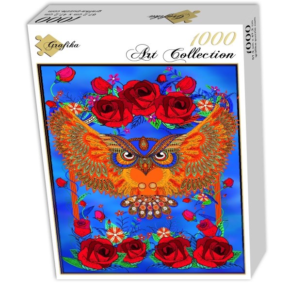 Grafika (01505) - "Owl & Roses" - 1000 Teile Puzzle