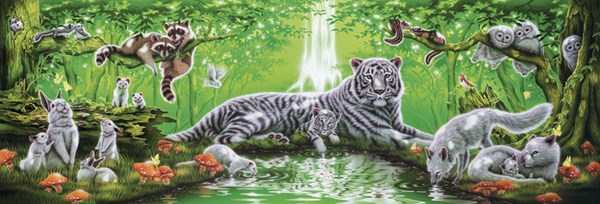 Step Puzzle (79405) - "Tiere vor dem Wasserfall" - 1000 Teile Puzzle
