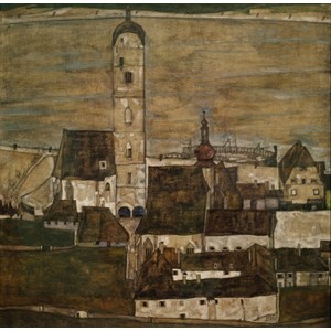 Grafika (00213) - Egon Schiele: "Stein an der Donau II, 1913" - 1500 Teile Puzzle