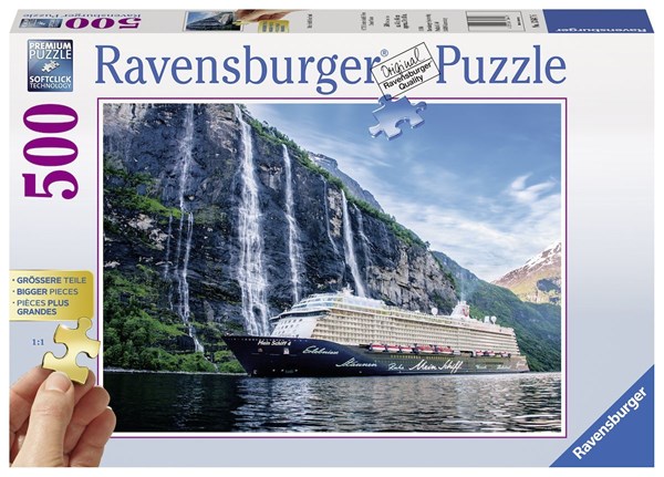 Ravensburger (13647) - "Mein Schiff 4 im Fjord" - 500 Teile Puzzle