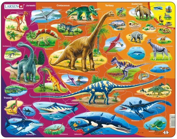 Larsen (HL1-GB) - "Dinosaurier - GB" - 85 Teile Puzzle
