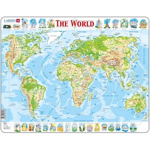 Larsen (K4-GB) - "Weltkarte (auf Englisch)" - 80 Teile Puzzle