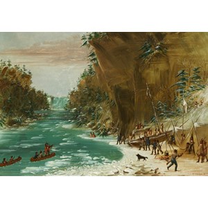 Grafika Kids (01497) - "The Expedition Encamped below the Falls of Niagara. January 20, 1679, 1847-1848" - 100 Teile Puzzle