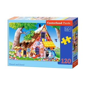 Castorland (B-13333) - "Hänsel und Gretel bauen am Lebkuchenhaus" - 120 Teile Puzzle