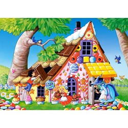 Castorland (B-13333) - "Hänsel und Gretel bauen am Lebkuchenhaus" - 120 Teile Puzzle