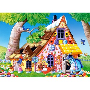 Castorland (B-13333) - "Hänsel und Gretel bauen am Lebkuchenhaus" - 120 Teile Puzzle