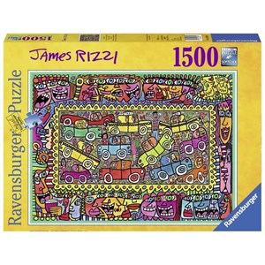 Ravensburger (16356) - James Rizzi: "We are on our way to your party" - 1500 Teile Puzzle