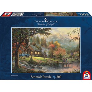Schmidt Spiele (58465) - Thomas Kinkade: "Idylle am Fluss" - 500 Teile Puzzle