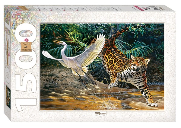 Step Puzzle (83056) - "Leopard beim Jagen" - 1500 Teile Puzzle