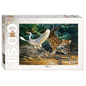 Step Puzzle (83056) - "Leopard beim Jagen" - 1500 Teile Puzzle