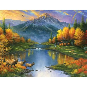 SunsOut (69611) - Abraham Hunter: "Blockhütte in den Bergen" - 1000 Teile Puzzle