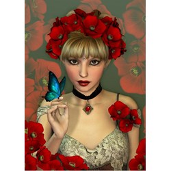 Grafika (T-00093) - "Frau und Schmetterling" - 1000 Teile Puzzle