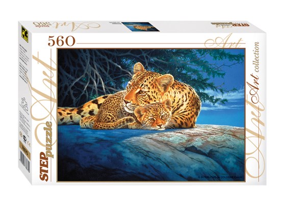 Step Puzzle (78075) - "Schmusende Leoparden" - 560 Teile Puzzle