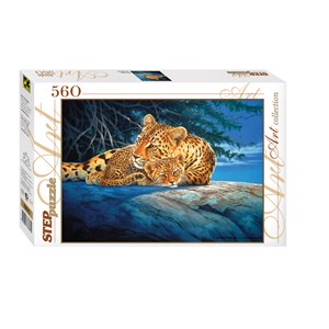 Step Puzzle (78075) - "Schmusende Leoparden" - 560 Teile Puzzle