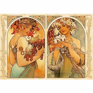 D-Toys (66930-MU06) - Alphonse Mucha: "Früchte und Blumen" - 1000 Teile Puzzle