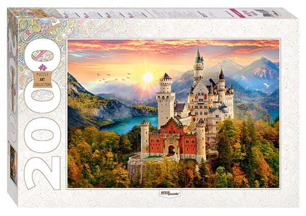 Step Puzzle (84031) - "Sonnenaufgang am Schloss Neuschwanstein, Bayern" - 2000 Teile Puzzle