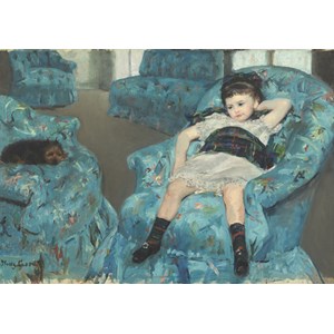 Grafika (00232) - Mary Cassatt: "Little Girl in a Blue Armchair, 1878" - 1000 Teile Puzzle