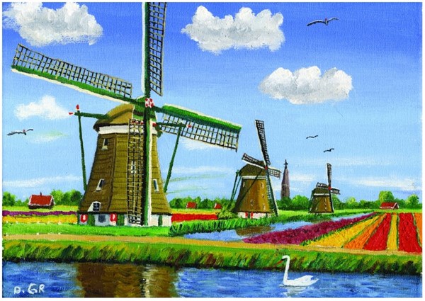 PuzzelMan (510) - Dirk Graas: "3 Mills" - 210 Teile Puzzle