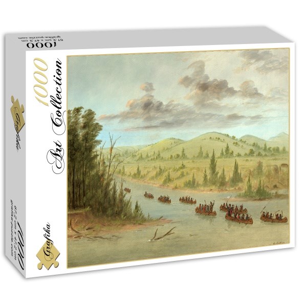 Grafika (02236) - George Catlin: "La Salle's Party Entering the Mississippi in Canoes. February 6, 1682, 1847-1848" - 1000 Teile Puzzle