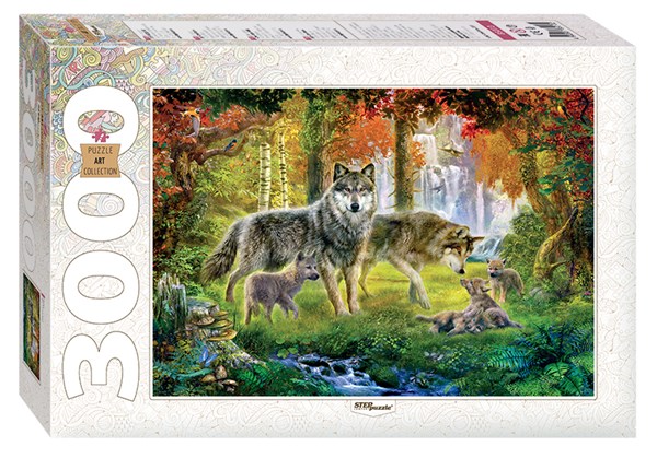 Step Puzzle (85013) - "Wolfsfamilie im Wald" - 3000 Teile Puzzle