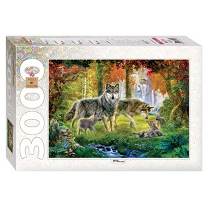 Step Puzzle (85013) - "Wolfsfamilie im Wald" - 3000 Teile Puzzle
