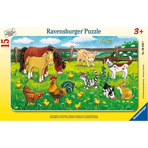 Ravensburger (06046) - "Bauernhoftiere auf d.Wiese" - 15 Teile Puzzle