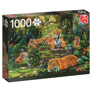 Jumbo (17245) - "Tigerfamilie im Dschungel" - 1000 Teile Puzzle