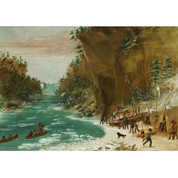 Grafika (02225) - George Catlin: "The Expedition Encamped below the Falls of Niagara. January 20, 1679, 1847-1848" - 1000 Teile Puzzle