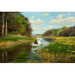 D-Toys (72795-BR01) - "Hans Andersen Brendekilde, A You Couple in a Rowing Boat on Odense" - 1000 Teile Puzzle