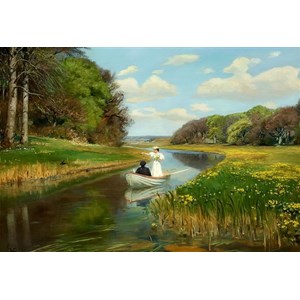 D-Toys (72795-BR01) - "Hans Andersen Brendekilde, A You Couple in a Rowing Boat on Odense" - 1000 Teile Puzzle