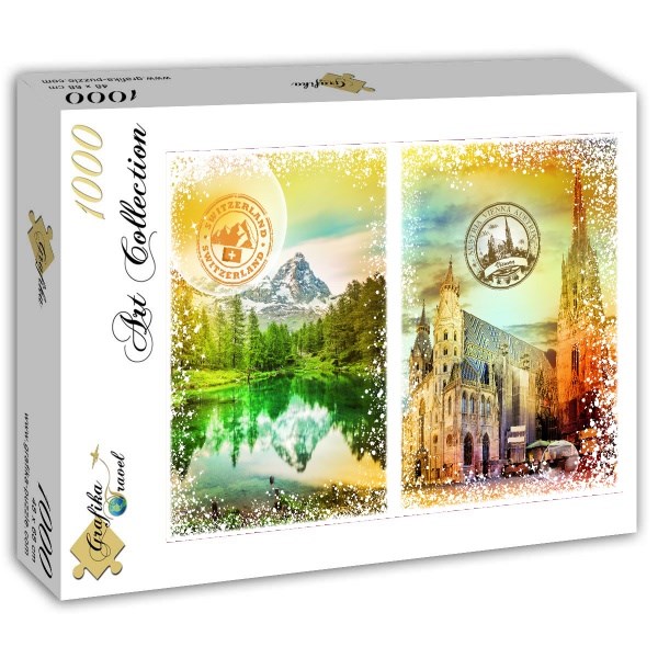 Grafika (T-00235) - "Österreich und die Schweiz" - 1000 Teile Puzzle