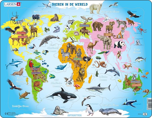 Larsen (A34-NL) - "Animals of the World - NL" - 28 Teile Puzzle