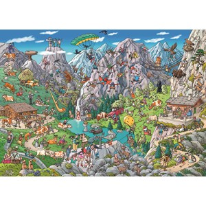 Heye (29680) - Birgit Tanck: "Alpines Treiben" - 1000 Teile Puzzle