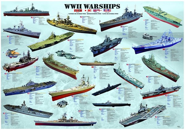 Eurographics (8000-0133) - "Kriegsschiffe des 2. Weltkrieges" - 1000 Teile Puzzle