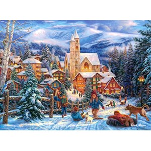 Castorland (B-030194) - "Schlitten fahren am Stadtrand" - 300 Teile Puzzle