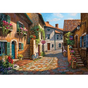 Art Puzzle (4709) - Sung Kim: "Verträumte Dorfstraße" - 2000 Teile Puzzle
