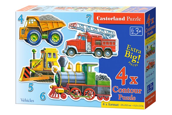 Castorland (B-04256) - "Baustelle, Feuerwehr und Lokomotive" - 4 5 6 7 Teile Puzzle