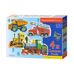 Castorland (B-04256) - "Baustelle, Feuerwehr und Lokomotive" - 4 5 6 7 Teile Puzzle