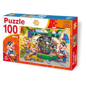Deico (61492-BA-01) - "The wolf and the 3 little pigs" - 100 Teile Puzzle