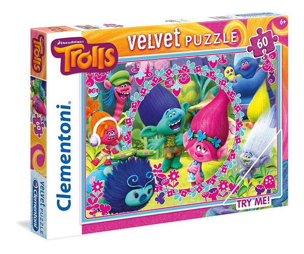 Clementoni (20138) - "Trolls, Velvet Puzzle" - 60 Teile Puzzle