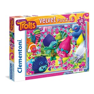 Clementoni (20138) - "Trolls, Velvet Puzzle" - 60 Teile Puzzle