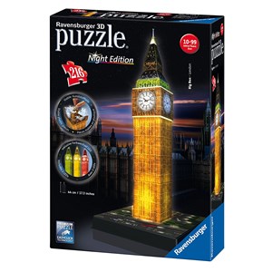 Ravensburger (12588) - "Big Ben mit Led" - 216 Teile Puzzle